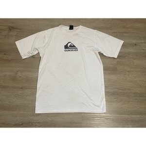 Quiksilver Rash Guard Surfing Shirt Men's Size Large White Short Sleeve